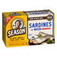 Season Sardines in Water - No Salt Added, Wild Caught, 22g of Protein, Keto Snacks, More Omega 3 s Than Tuna, Kosher, High in C