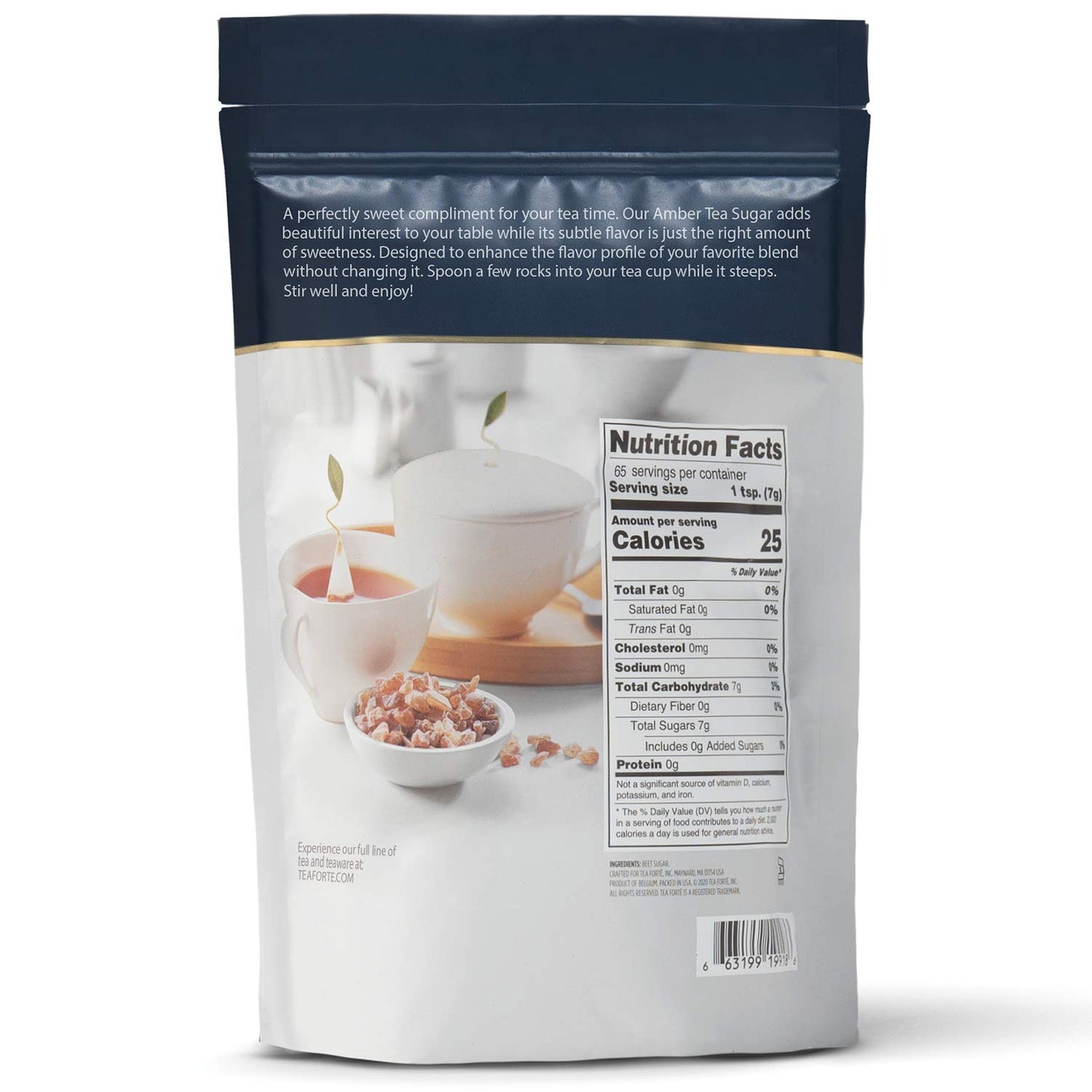 Tea Forte Beet Sugar Amber Rock Sugar for Tea and Coffee 1 Pound Bag