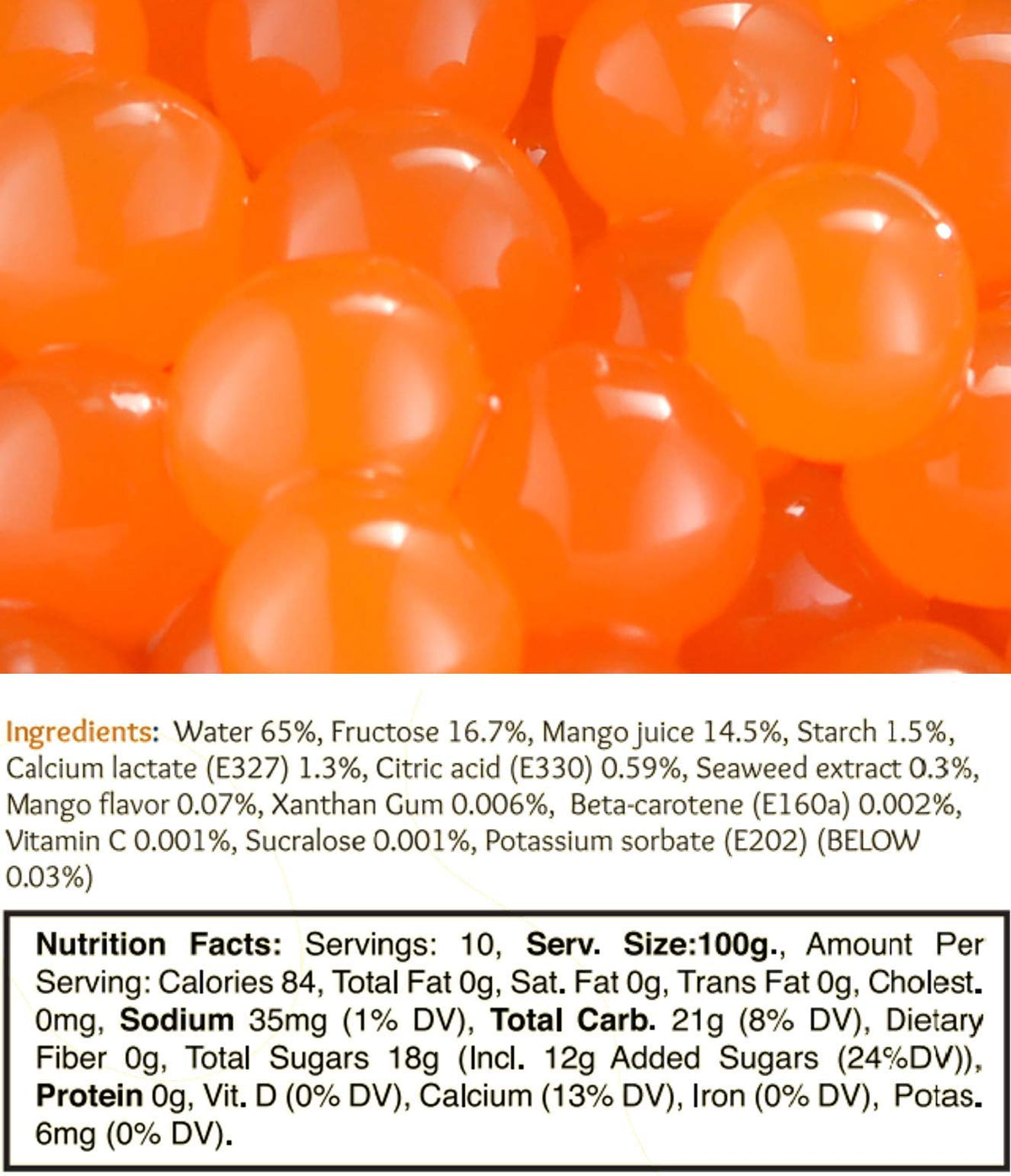 Mango Boba Pearls Mango Popping Bursting Boba Bubble Tapioca Pearls For Bubble Tea, No Artificial Colors (7 LB 1 Pack)