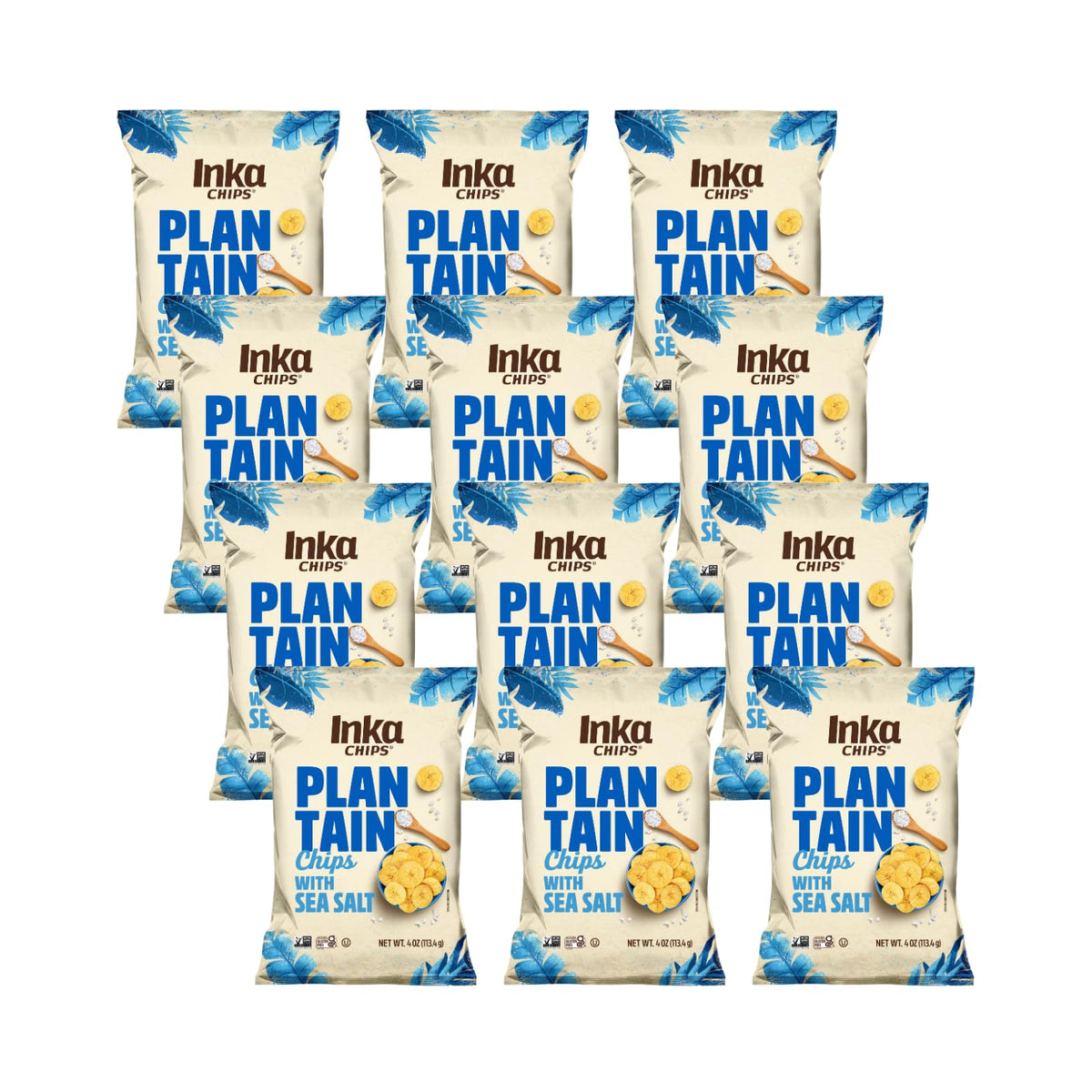 Inka Crops Plantain Chips, Original Sea Salt, 4 Ounce (Pack of 12)