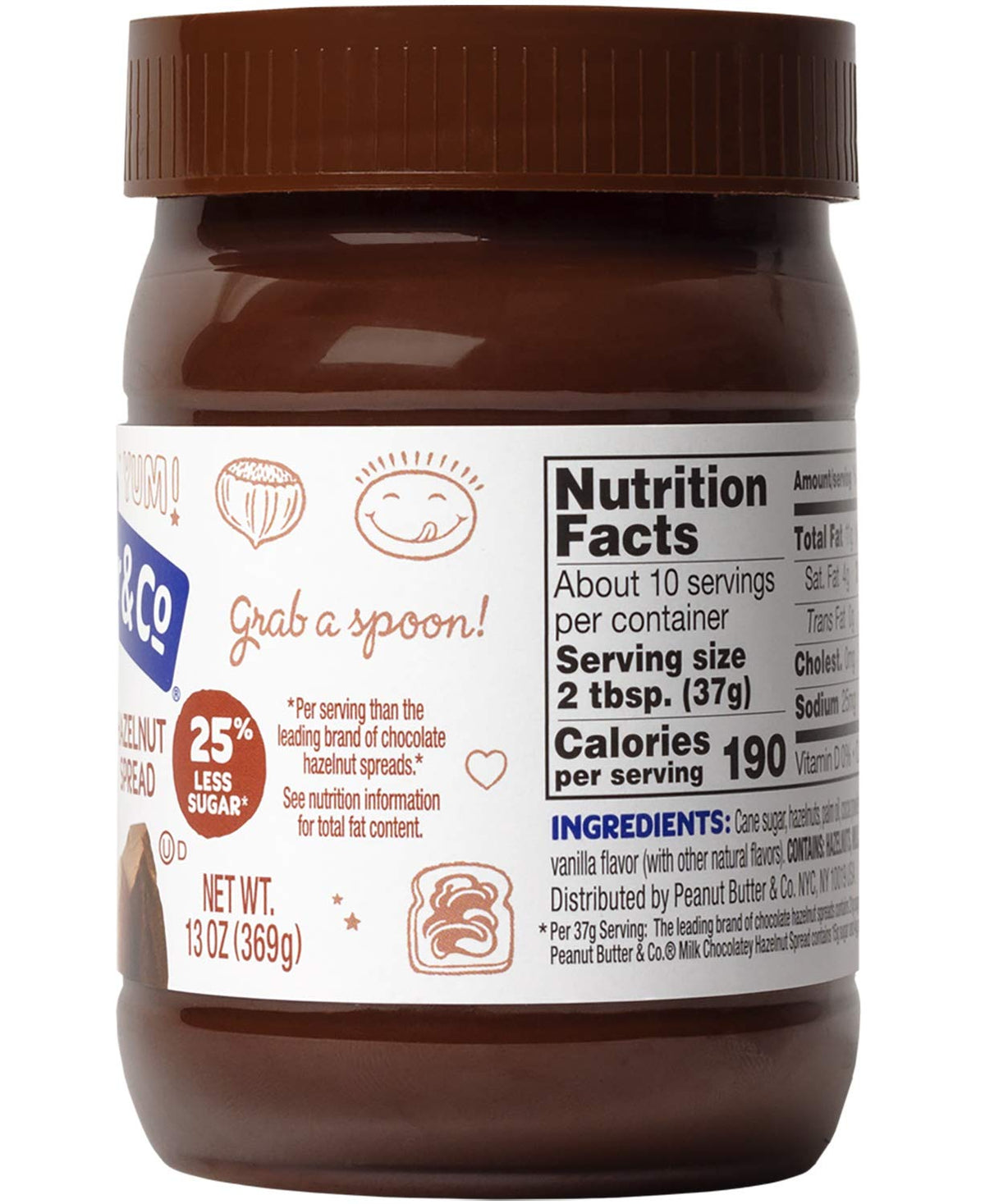 Peanut Butter & Co. Hazelnut Spread, Milk Chocolatey Hazelnut, Gluten Free, 13 Oz 6 Count (Pack of 1)