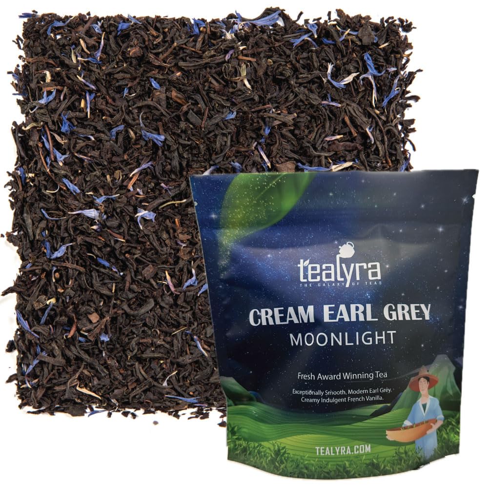 Tealyra Cream Earl Grey Moonlight Loose Leaf Black Tea - Natural, Medium Caffeine, 200g (7-ounce)