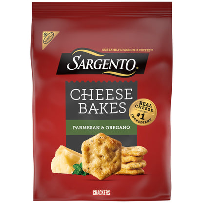Sargento Cheese Bakes Parmesan and Oregano Crackers, Cheese Crackers, Lunch Snacks, 4.5 oz