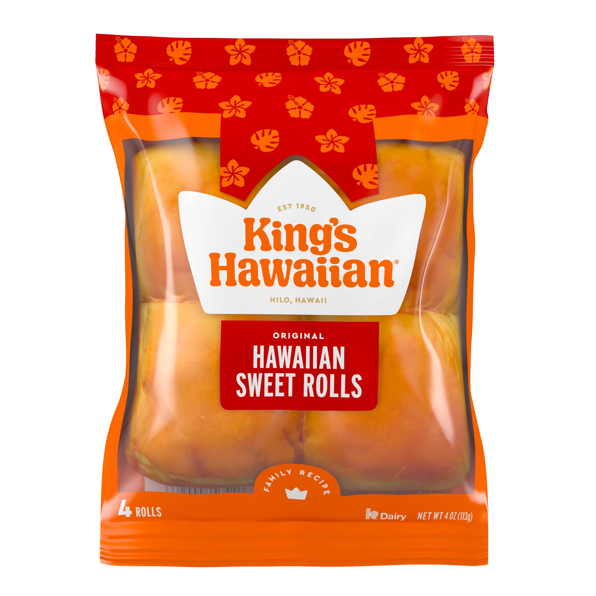 KINGS HAWAIIAN Original Hawaiian Sweet Rolls, Dinner Rolls 4 Count