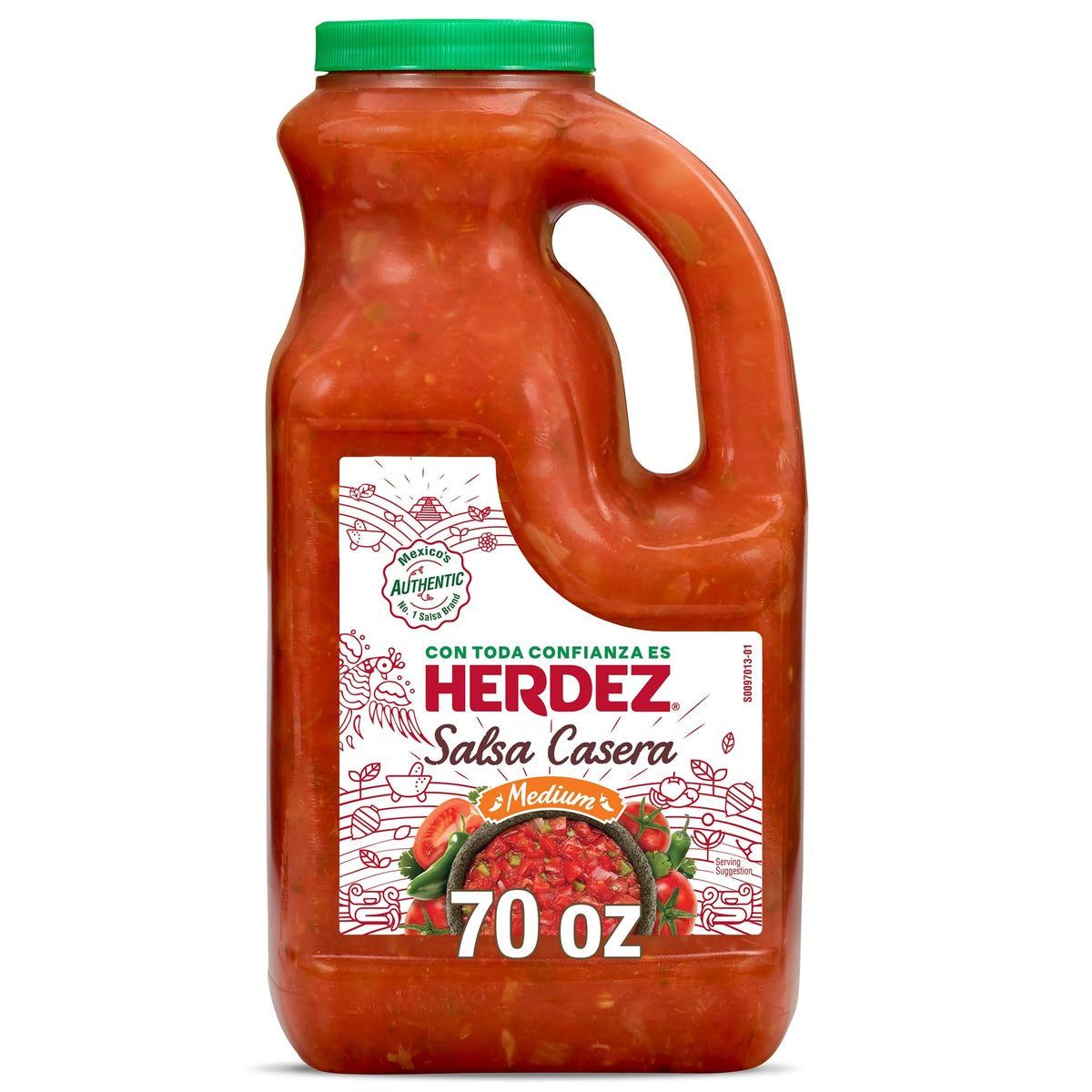 HERDEZ Salsa Casera, Medium, 70 oz Jug - Authentic Mexican Homestyle Salsa for Tacos, Chips & Dips