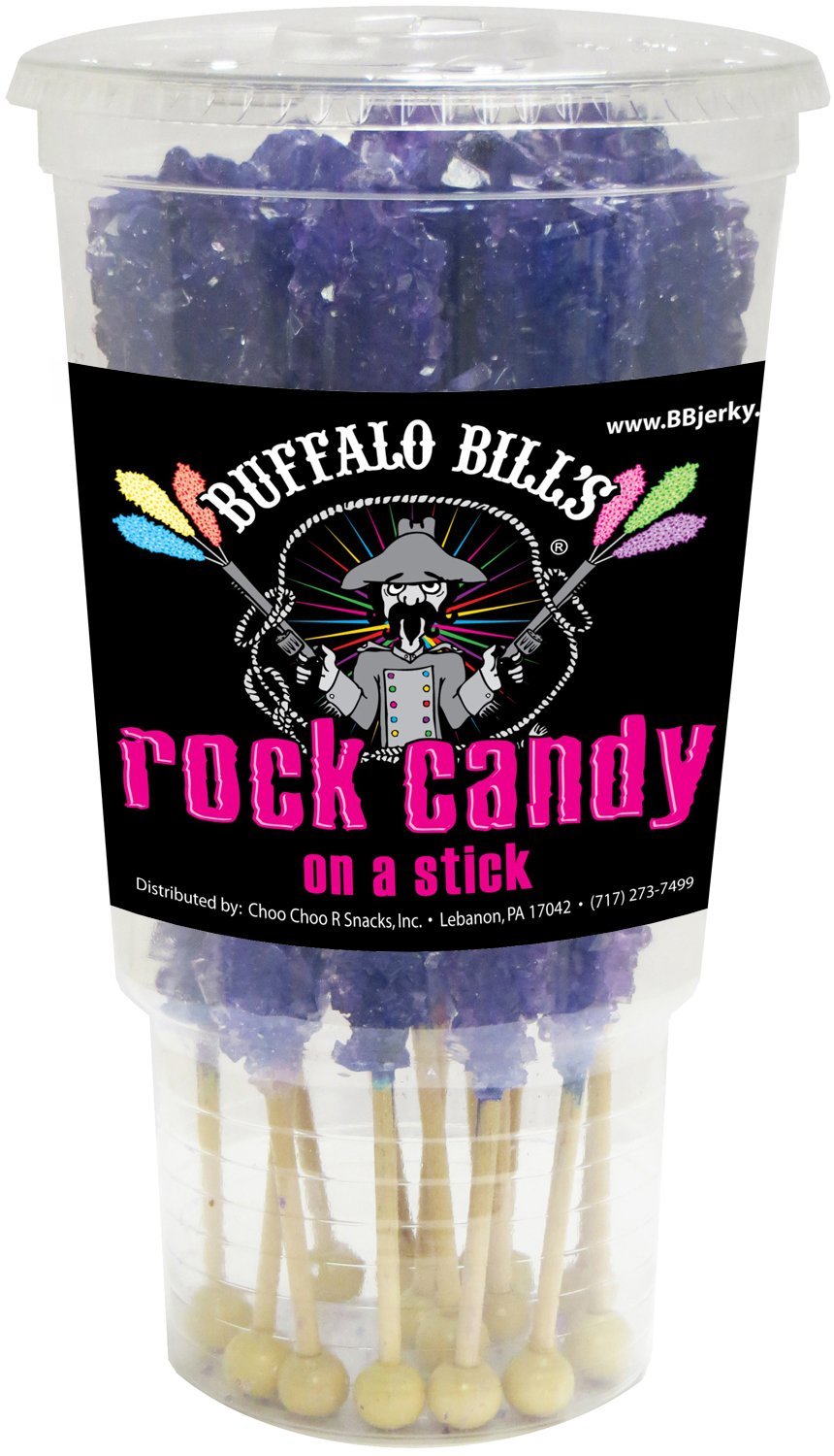 Buffalo Bills Grape (Purple) Rock Candy On A Stick (12-Ct Cup Purple Rock Candy Crystal Sticks)