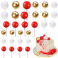 Rsstarxi Mini Balloon Cake Topper Set, 30 PCS Foam Pearl Balls, Red Gold White, Model XM237