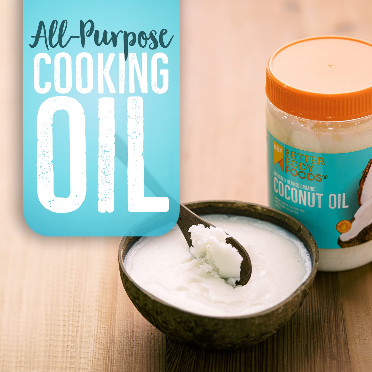Betterbody Foods Organic Refined Coconut Oil, 15.5 Fl Oz, All Purpose Oil For Cooking, Baking, Hair And Skin Care