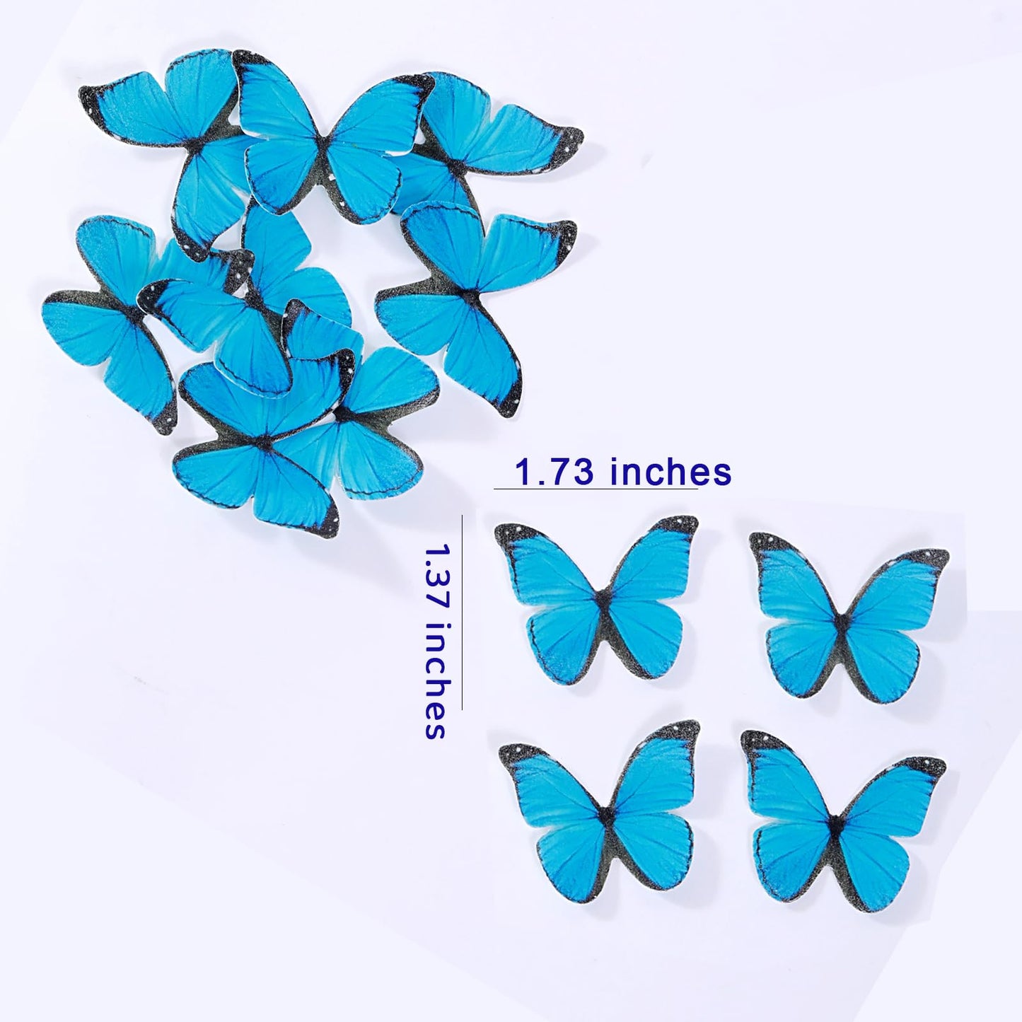 48Pcs Blue Edible Butterfly Cake Toppers Wafer Paper Butterflies For Cake Decorations Blue Butterfly Cupcake Toppers For Birthda