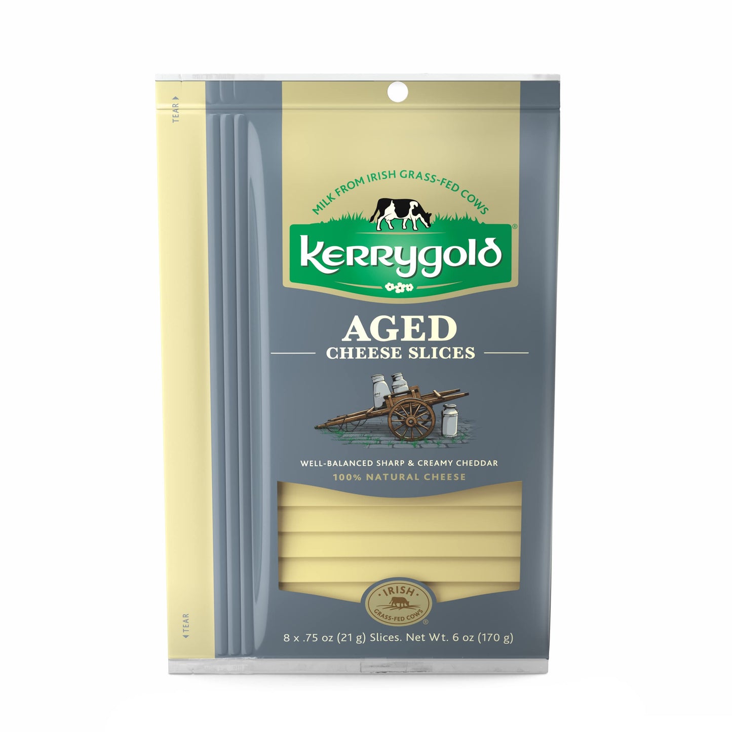 Kerrygold Grassfed Aged Irish Cheddar Slices, 6oz