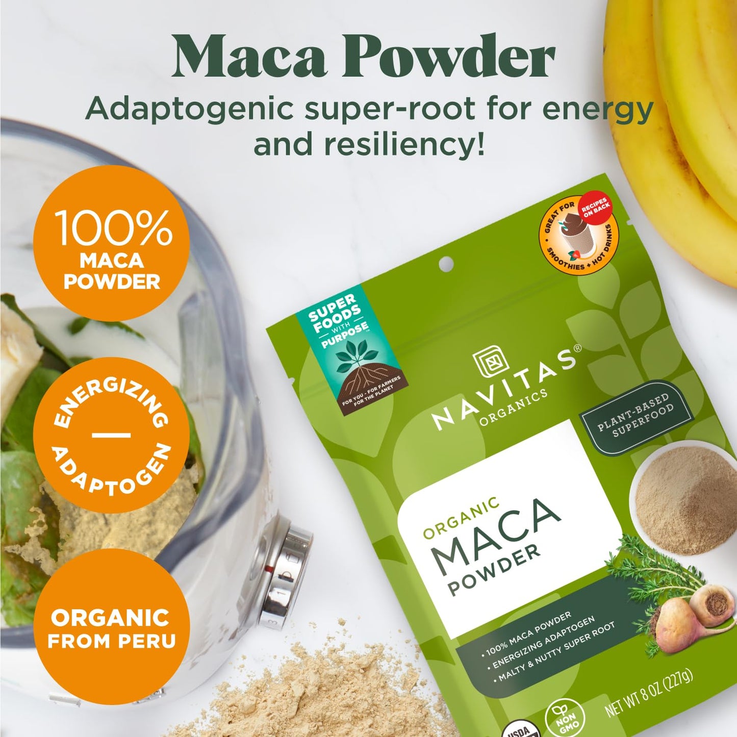Navitas Organics Maca Powder, 100% Gelatinized, USDA Organic, Vegan, Gluten Free, 16oz Bag, 180 Servings, 2-Pack