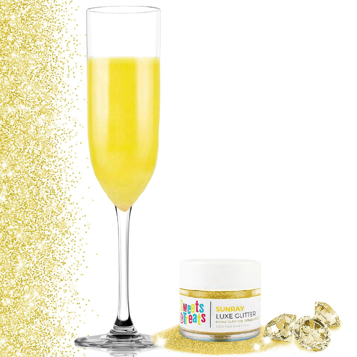 Bulk (20G) Yellow Edible Glitter For Drinks | Top-Grade Edible Glitter For Cakes Drink Brew Glitter Yellow Edible Glitter Yellow Cake Decorations Edible Yellow Glitter For Strawberries Mixed Flavor Glitter