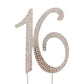 Honbay Cake Topper Premium Sparkly Crystal Rhinestones 4.4x3.7 Inch for Sweet 16 Birthday Party - 16 Silver