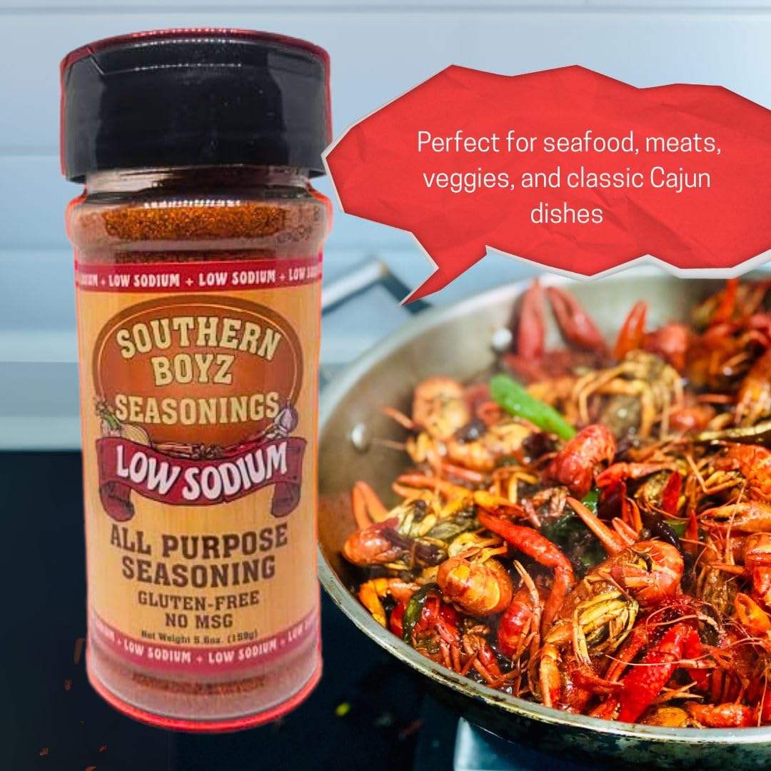 Southern Boyz Low Sodium All Purpose Cajun Creole Seasoning, 5.6 Ounce Shaker (No Msg Blend)