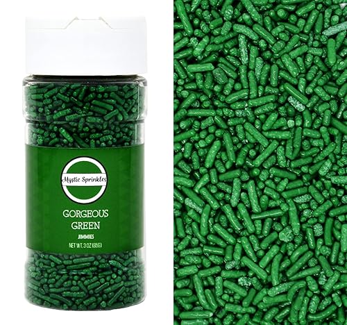 Mystic Sprinkles Solid Color Jimmy Sprinkles (Gorgeous Green Jimmies 3Oz)