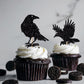 Leetaivie 24Pcs Black Glitter Crow Dessert Cupcake Toppers - Featured Halloween Themed Party Cake Topper (Black)