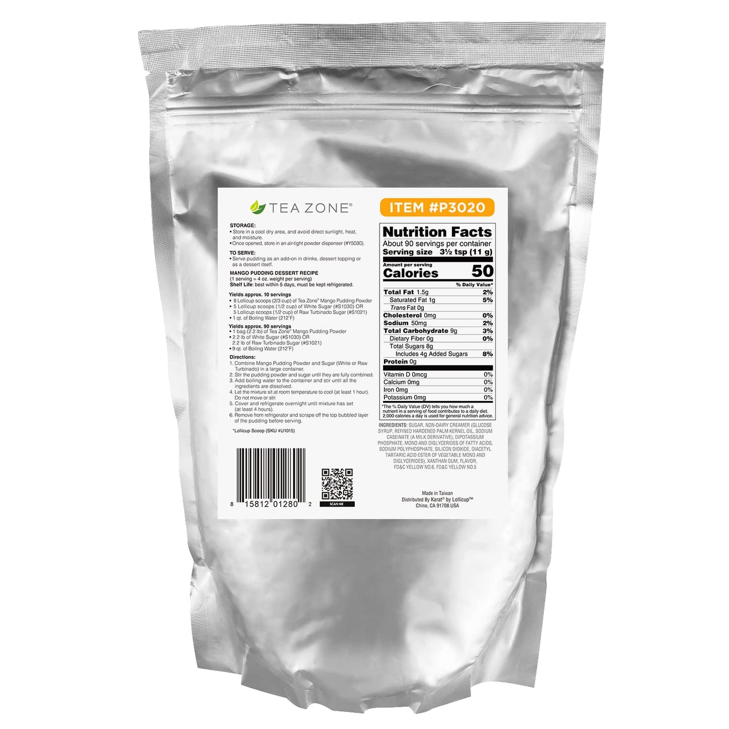 Tea Zone 2.2 lb Mango Pudding Mix Powder