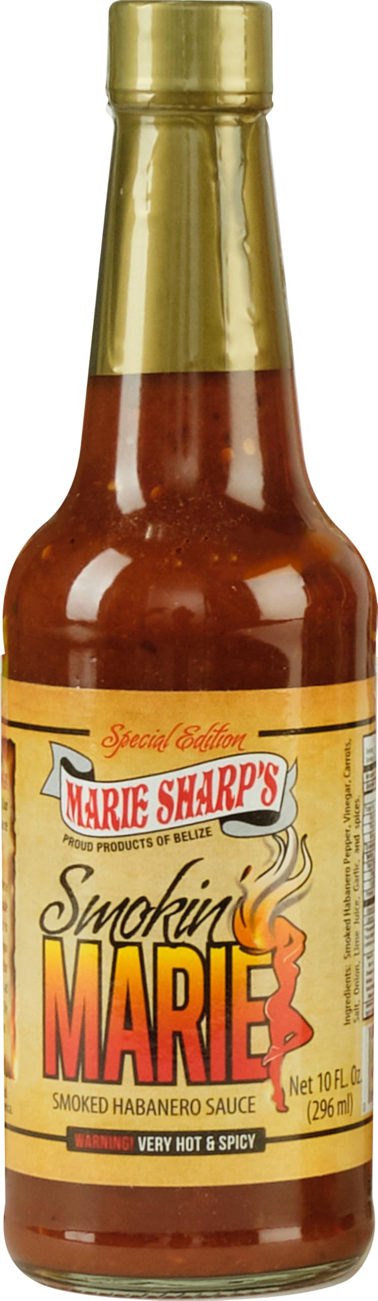 Marie Sharps Smokin Marie Rich Flavor Habanero Sauce Special Edition  10 Oz | All-Natural Belizean Hot Sauce | Smoky & Spicy Flavor For Wings  Tacos & Marinades