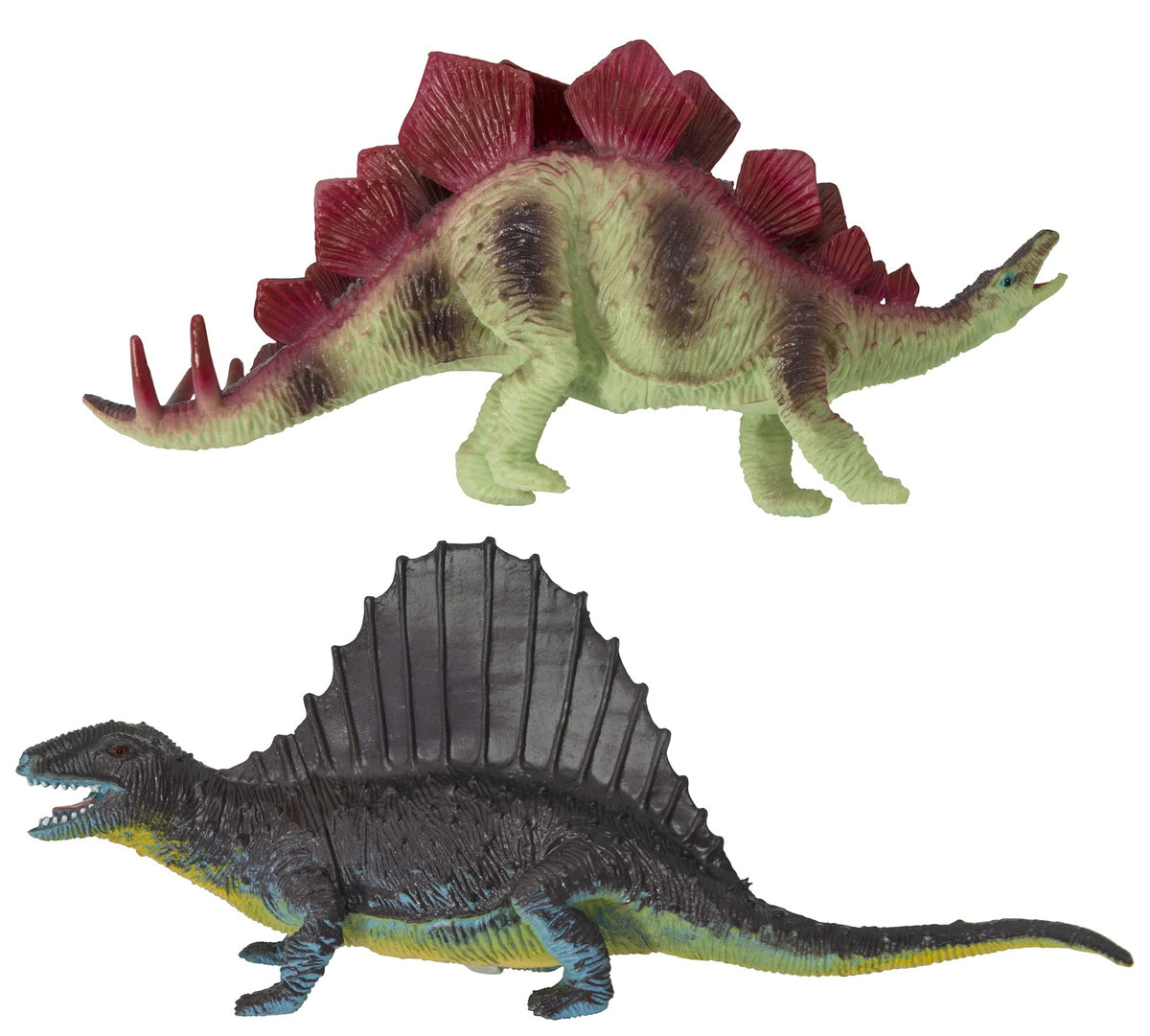 DecoPac Dinosaur Pals Cake Topper Set - 2-Piece Plastic Birthday Decorations for All Cakes, Stegosaurus & Dimetrodon, Model 11825