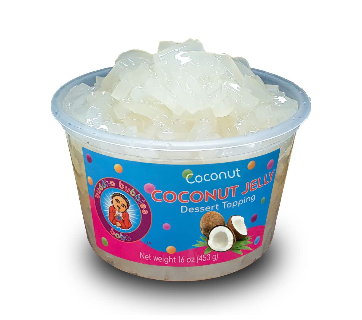 Buddha Bubbles Boba Coconut Jelly Dessert Topping, 1 Pound, White