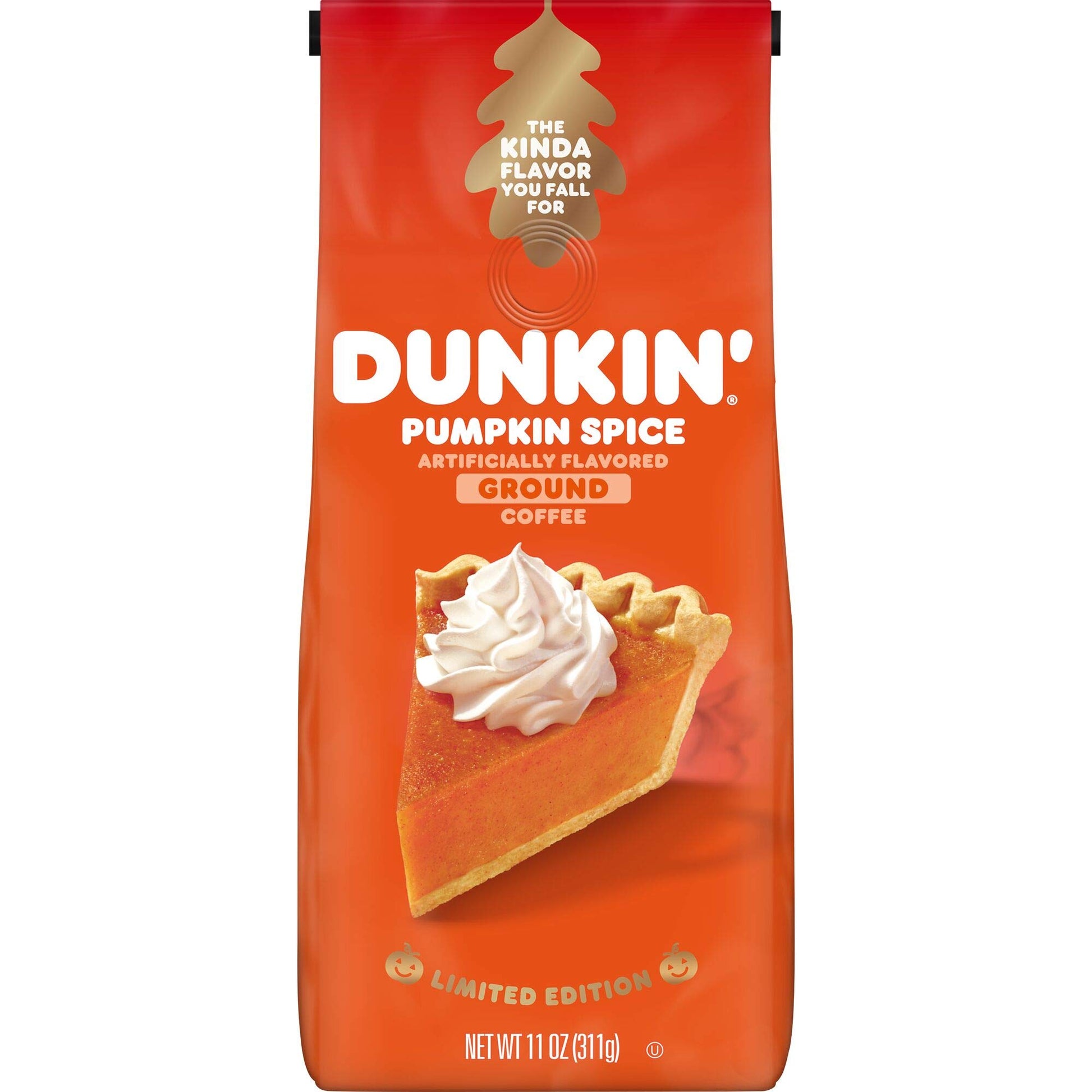 Dunkin Pumpkin Spice Flavored Ground Coffee, Medium Roast, 11 Ounces (Pack of 6 Units)