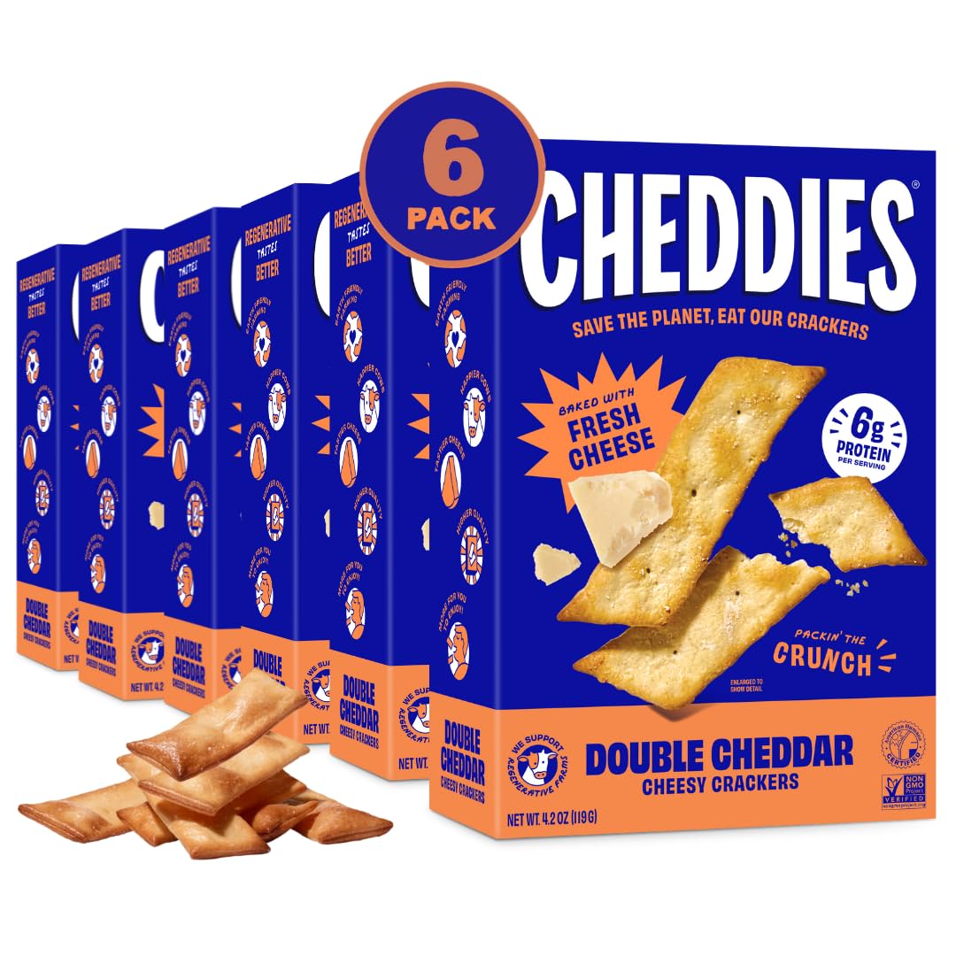 Cheddies Breakers Double Cheddar | Healthy Snacks Made With Real Cheddar Cheese And Simple Ingredients | Non-Gmo | Cheesy Breakers | 4.2 Ounce (Pack Of 6)