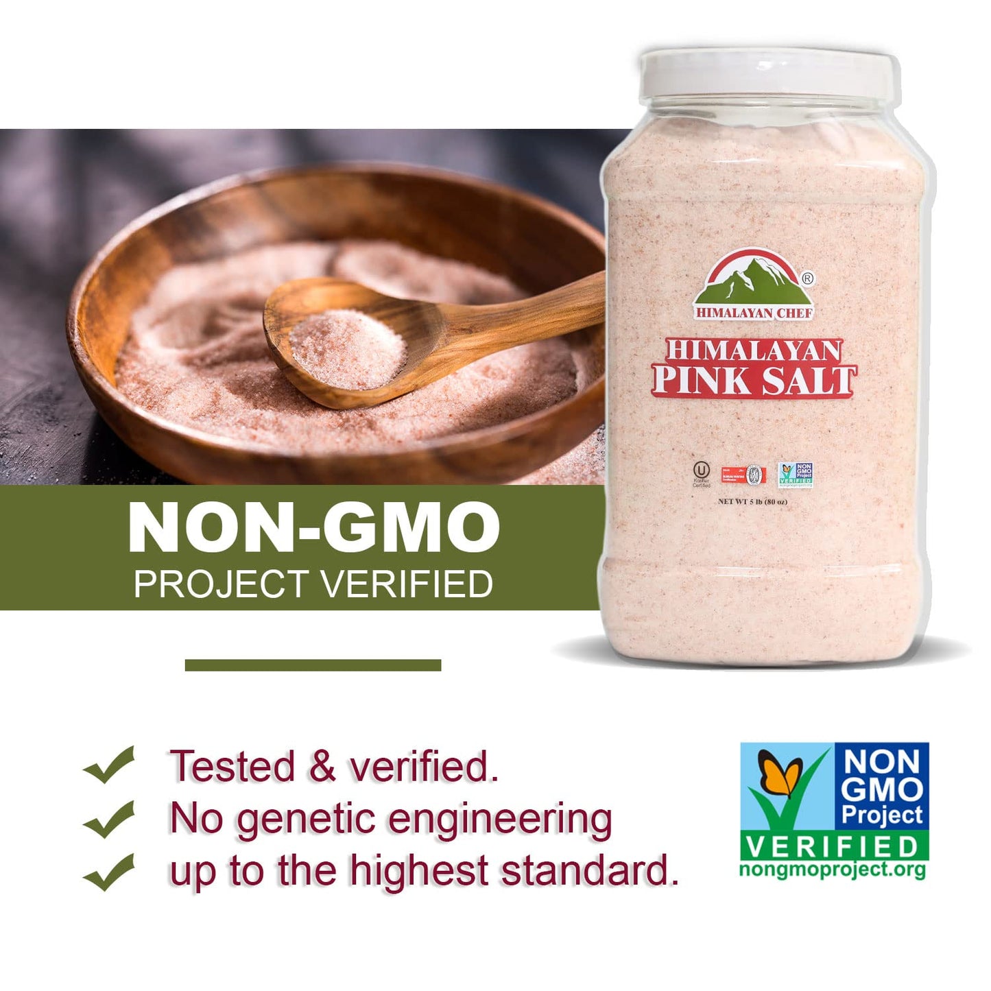 Himalayan Chef Pink Salt Fine Grain - 80 Ounce Plastic Jar, GMO & Gluten-Free