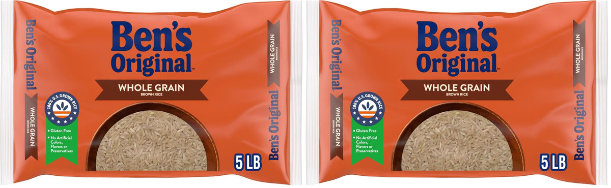 BEN S ORIGINAL Whole Grain Brown Rice, 5 lb Bag (Pack of 2)