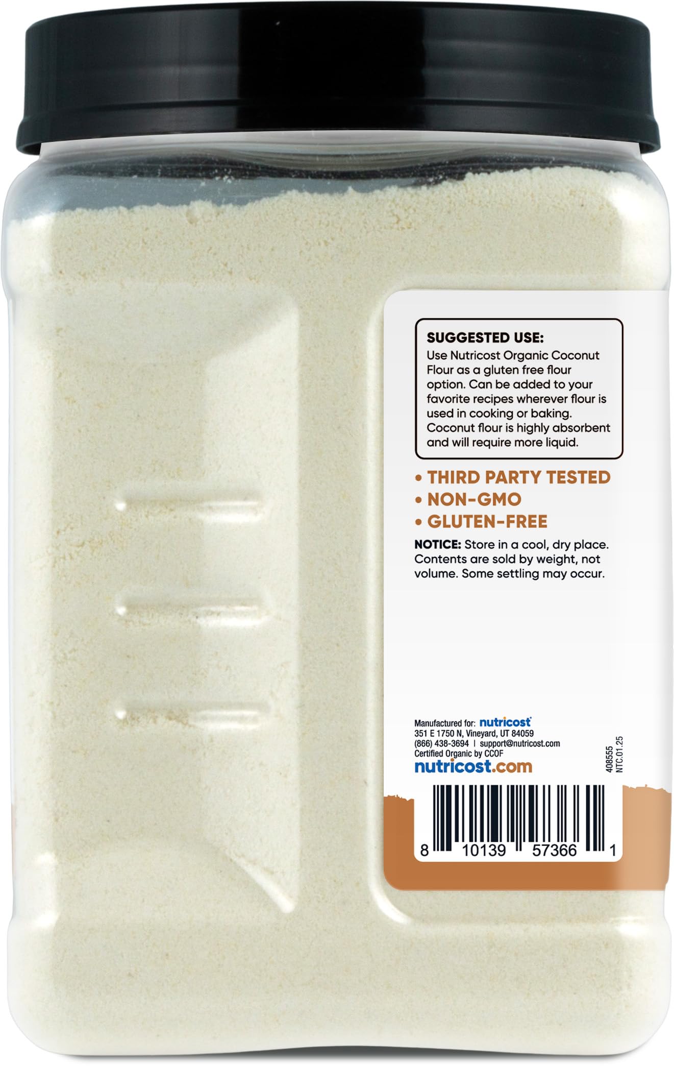 Nutricost Organic Coconut Flour - Gluten-Free, GMO-Free, 32.4 Ounce (2 LB)