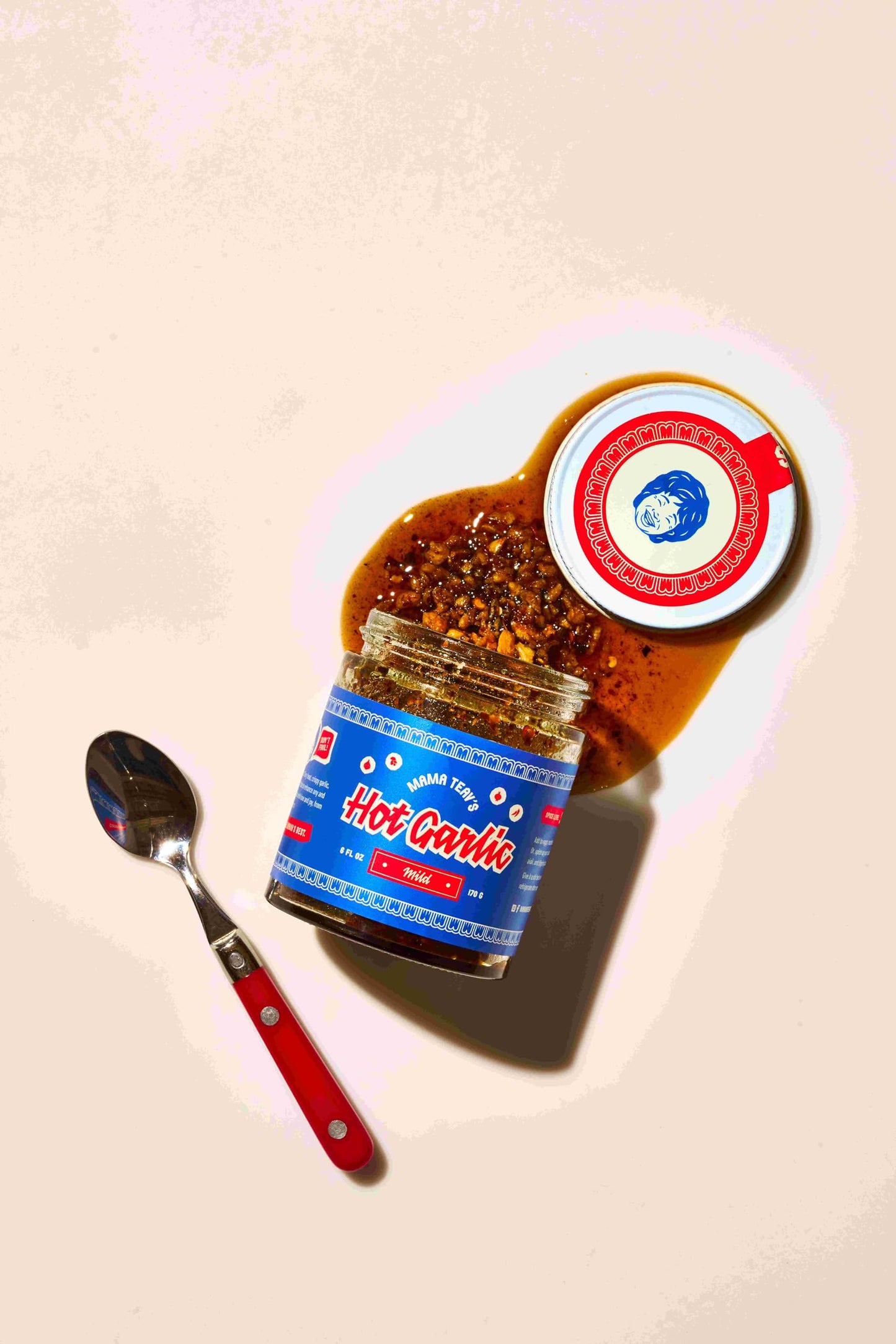 Mama Teav's Hot Garlic Chili Crisp - Mild Spice Umami Crunchy Chili Oil Condiment - All Natural Vegan Healthy - Cold-Pressed Gra