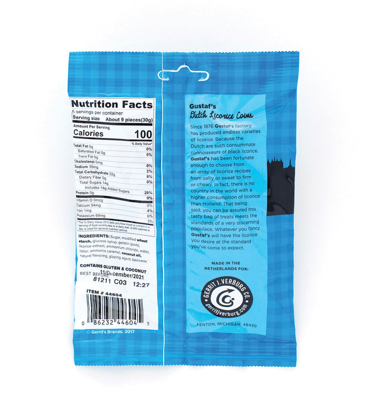 Dutch Licorice Coins, 5.29 Ounce Bags (Pack Of 12), Black Licorice Candy