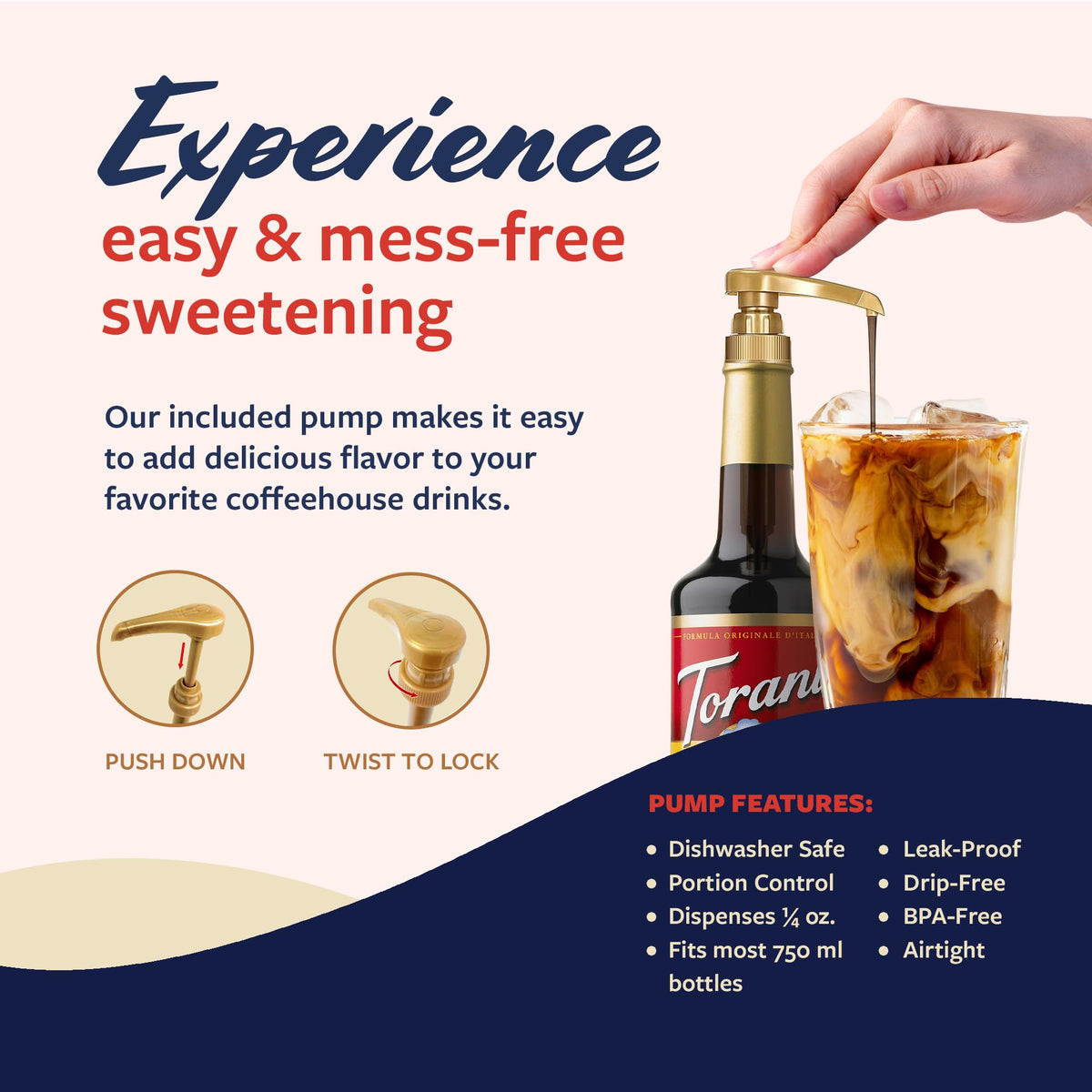 Torani Coffee Syrup Tiramisu Flavoring, 25.4 Fl Oz Glass Bottle with Pump