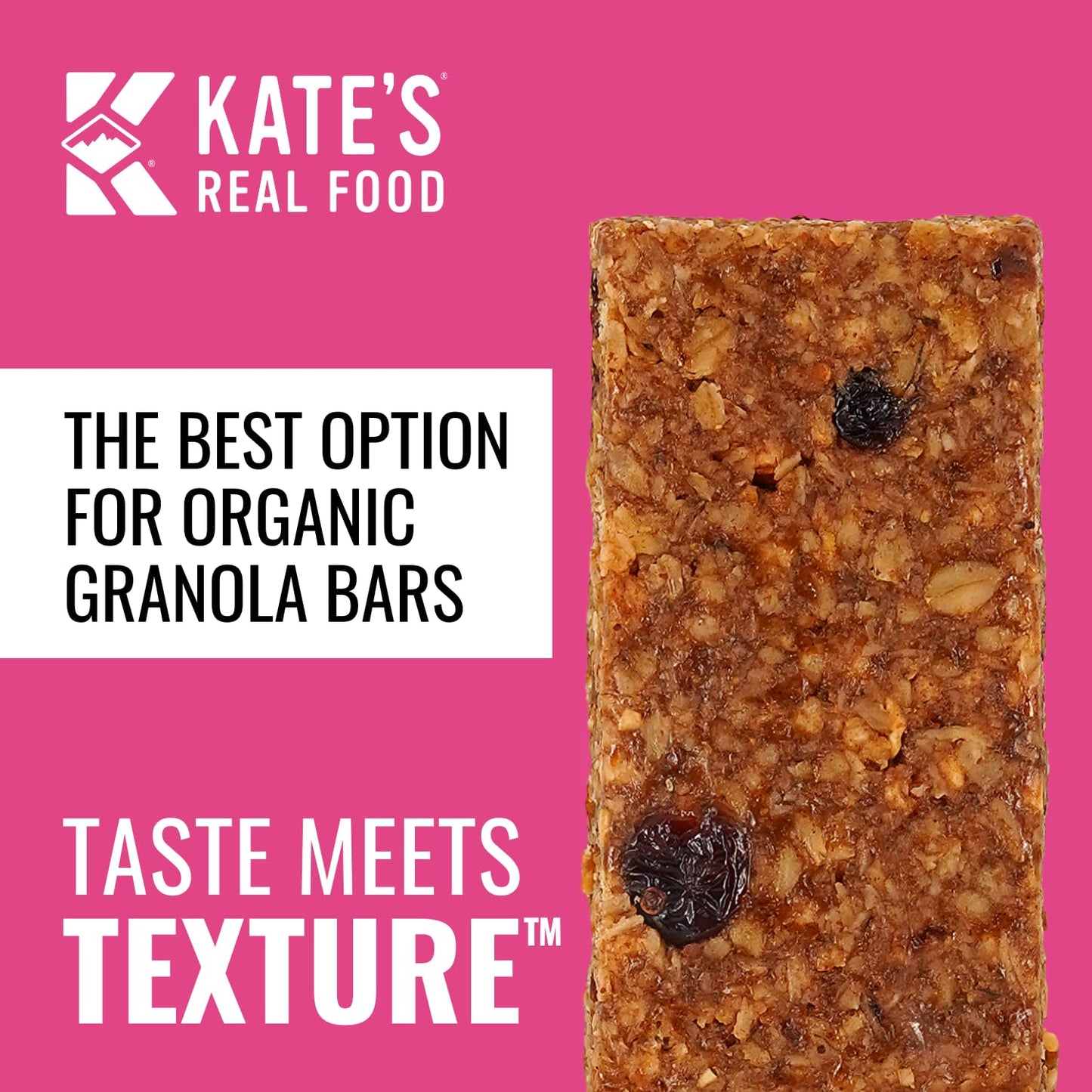 Kates Organic Energy Bars, Non-GMO, Gluten-Free, Oatmeal Cranberry & Almond, 2.2 oz (Pack of 12), Multicolor