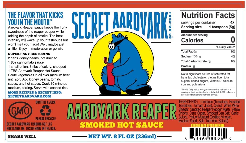 Secret Aardvark Hot Sauce Variety Pack - Smokey Chipotle, Reaper, Red Scorpion, Serrabanero, & Habanero Hot Sauce, Low Carb, Hot