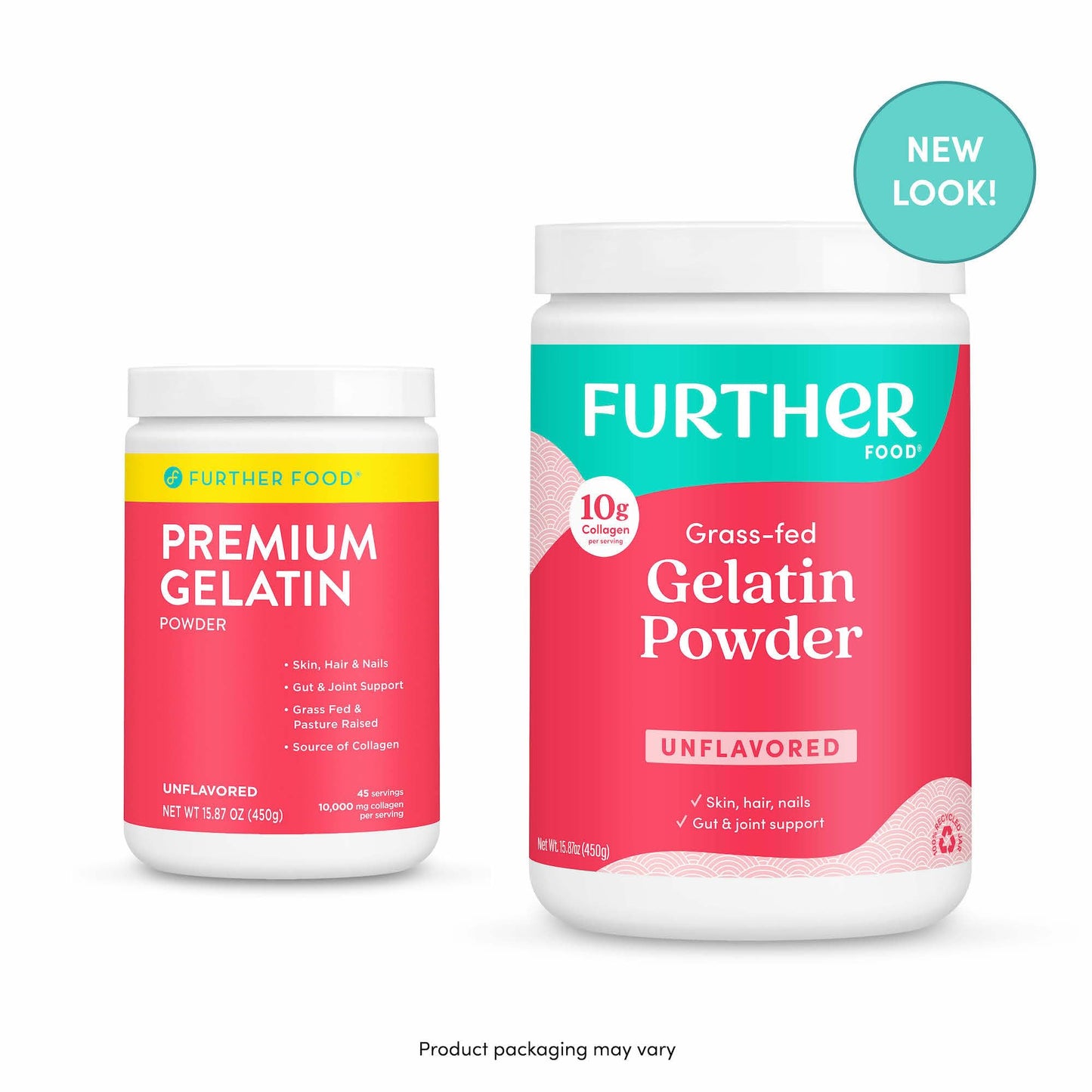 Further Food Premium Gelatin Powder, Unflavored, Grass-Fed, Non-GMO, 15.87 oz, Keto, Paleo