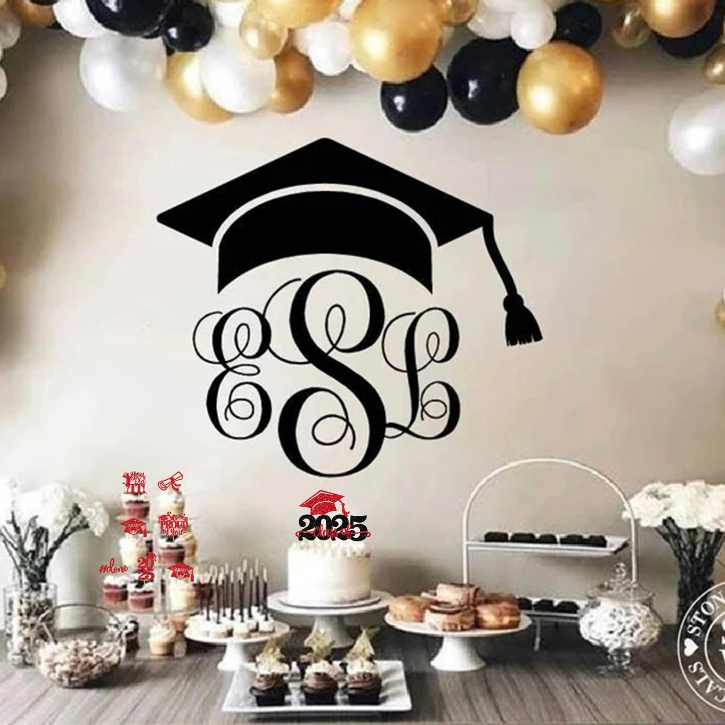 YCTHUNFISH Graduation Cupcake Toppers, 25 Pack, Red, Glitter, Diploma Grad Cap Cake Decorations for 2025 Graduation Theme Party