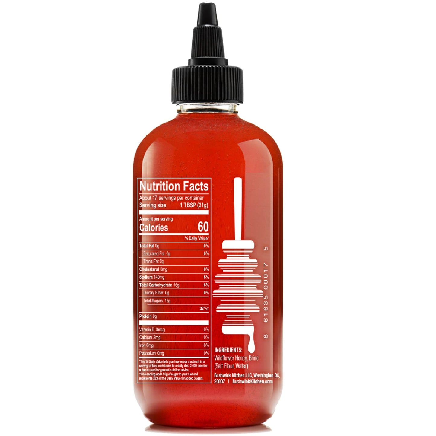 Bushwick Kitchen Bees Knees Salted Honey Squeeze Bottle, Raw Honey, 12.5oz, Gluten Free, Unfiltered, Made in USA