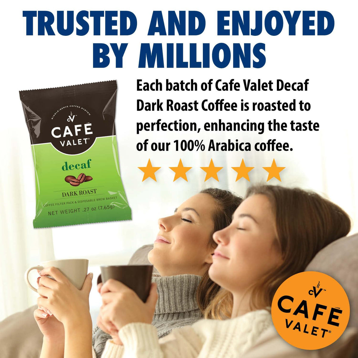 Caf   Valet DECAF Dark Roast Single Serve Coffee Packets - 84 Count - For Use with Caf   Valet Single Serve Cofee Makers - Dispo