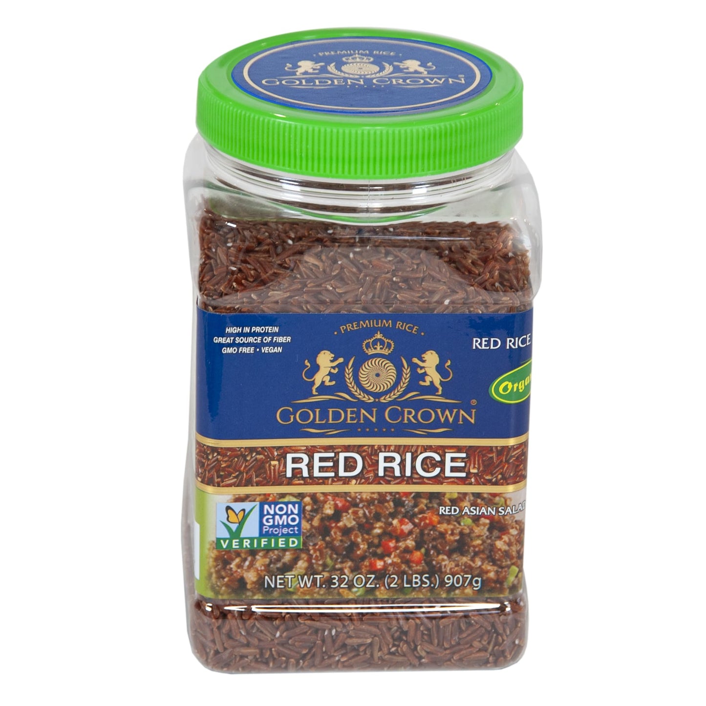Golden Organic Red Rice | High-Fiber, Gluten-Free, Non-GMO | 32oz (2lb) Premium Sticky Whole Grain Rice