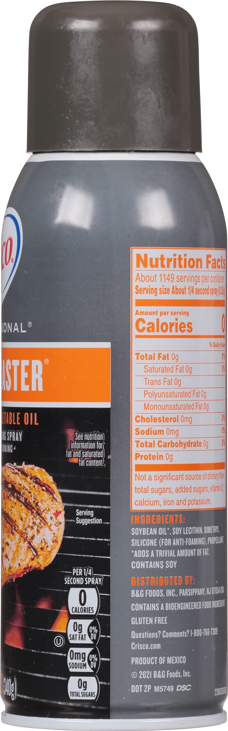 Crisco Cooking Spray, No-Stick | Grill Master | 12 Ounce | Pack of 2