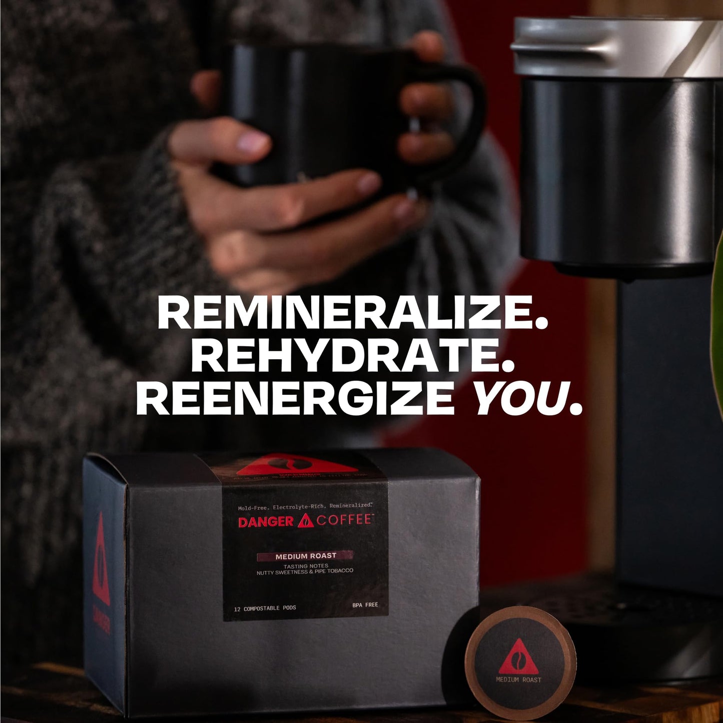 Danger Coffee Compostable Pods, Mold Free & Lab Tested, 12 Count