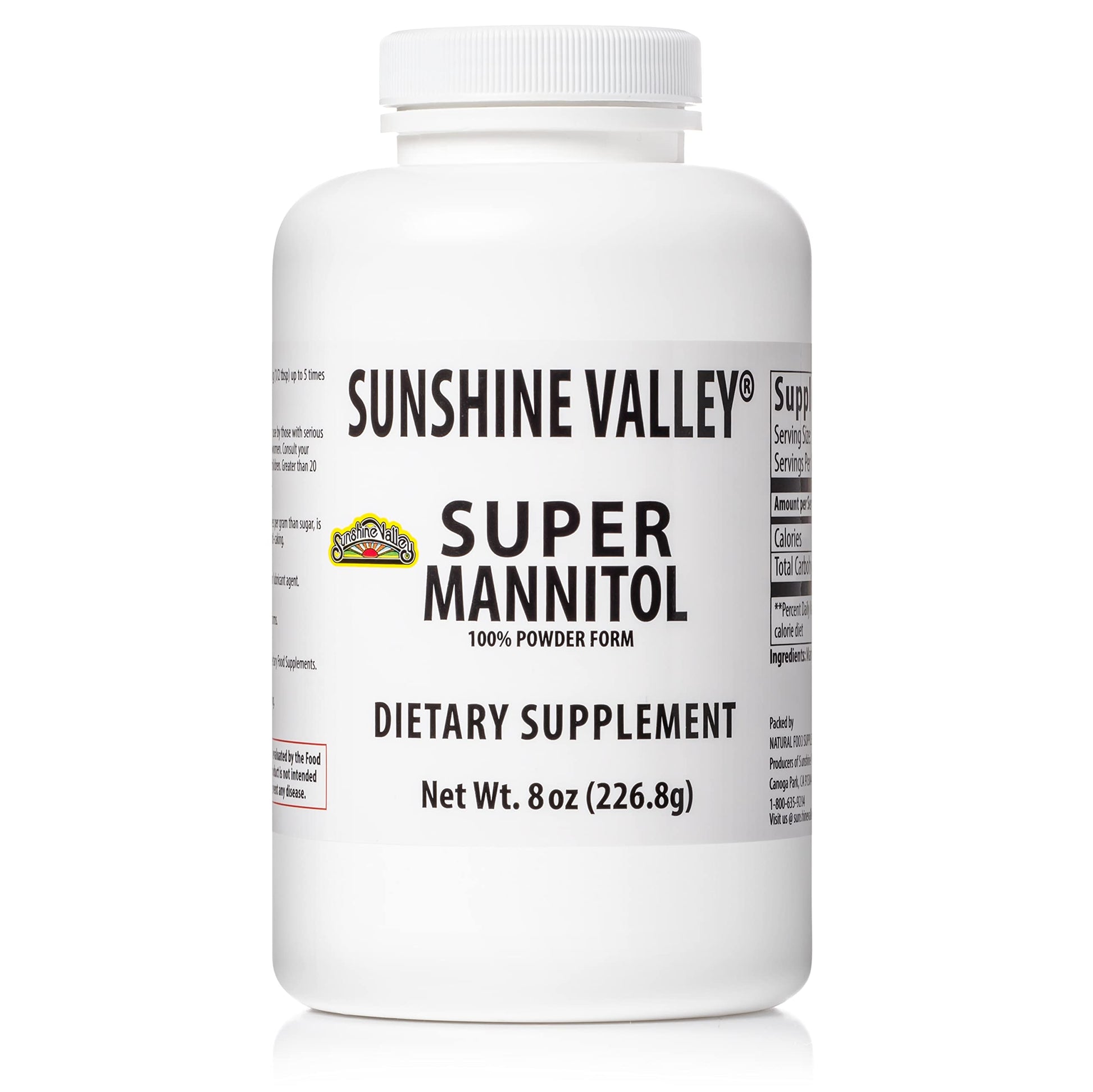 Sunshine Valley® Super Mannitol Powder, Natural Sweetener, Low Glycemic, 8 Ounce