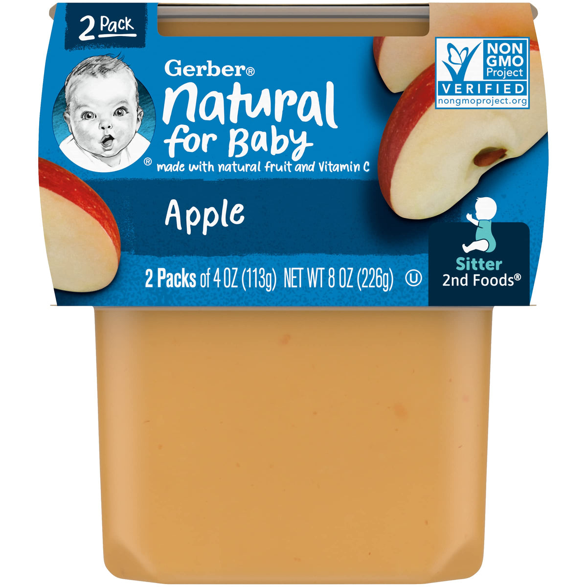 Gerber Baby Food Apple, 4 Oz, 2 Ct Tubs