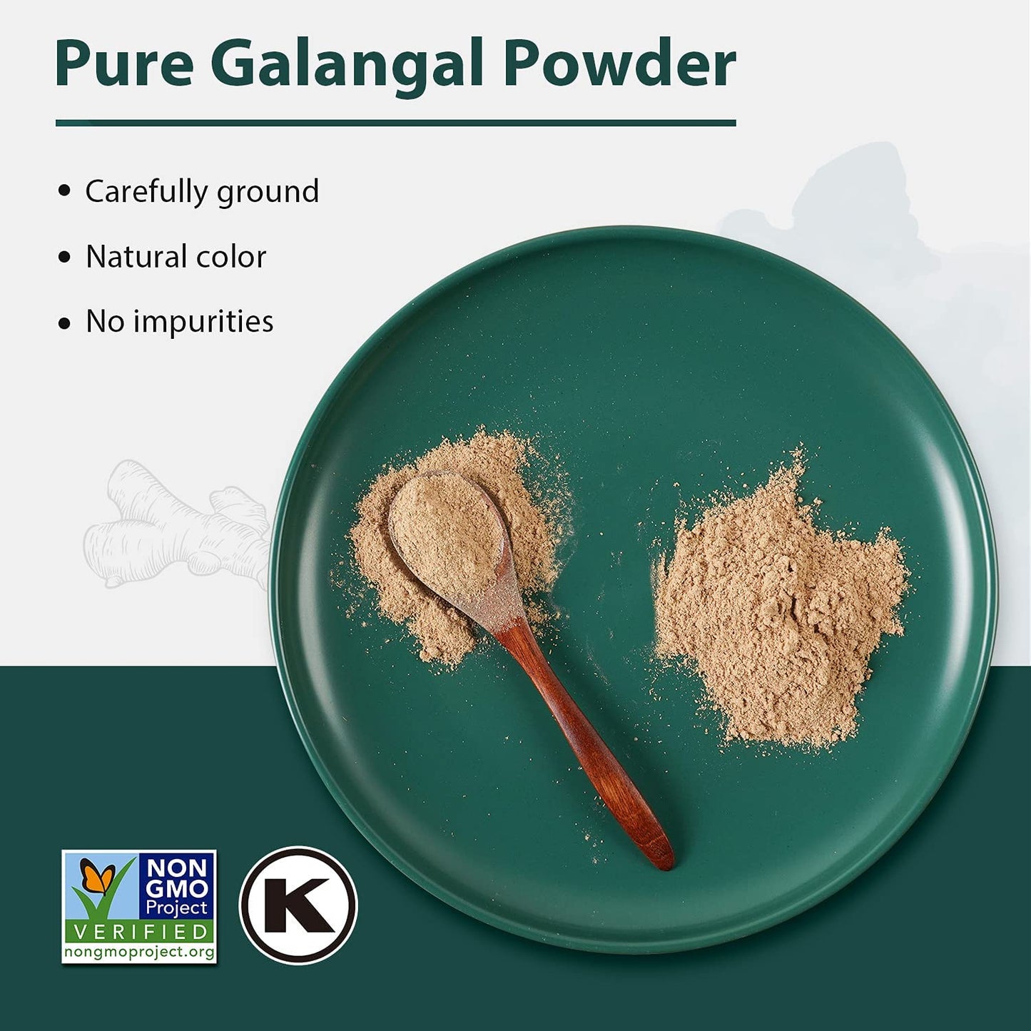 Soeos Galangal Powder 8 oz (227g), Galanga, Galanga Powder, Fresh Galangal Powder, Alpinia Galanga, Non-GMO Verified, Kosher - P
