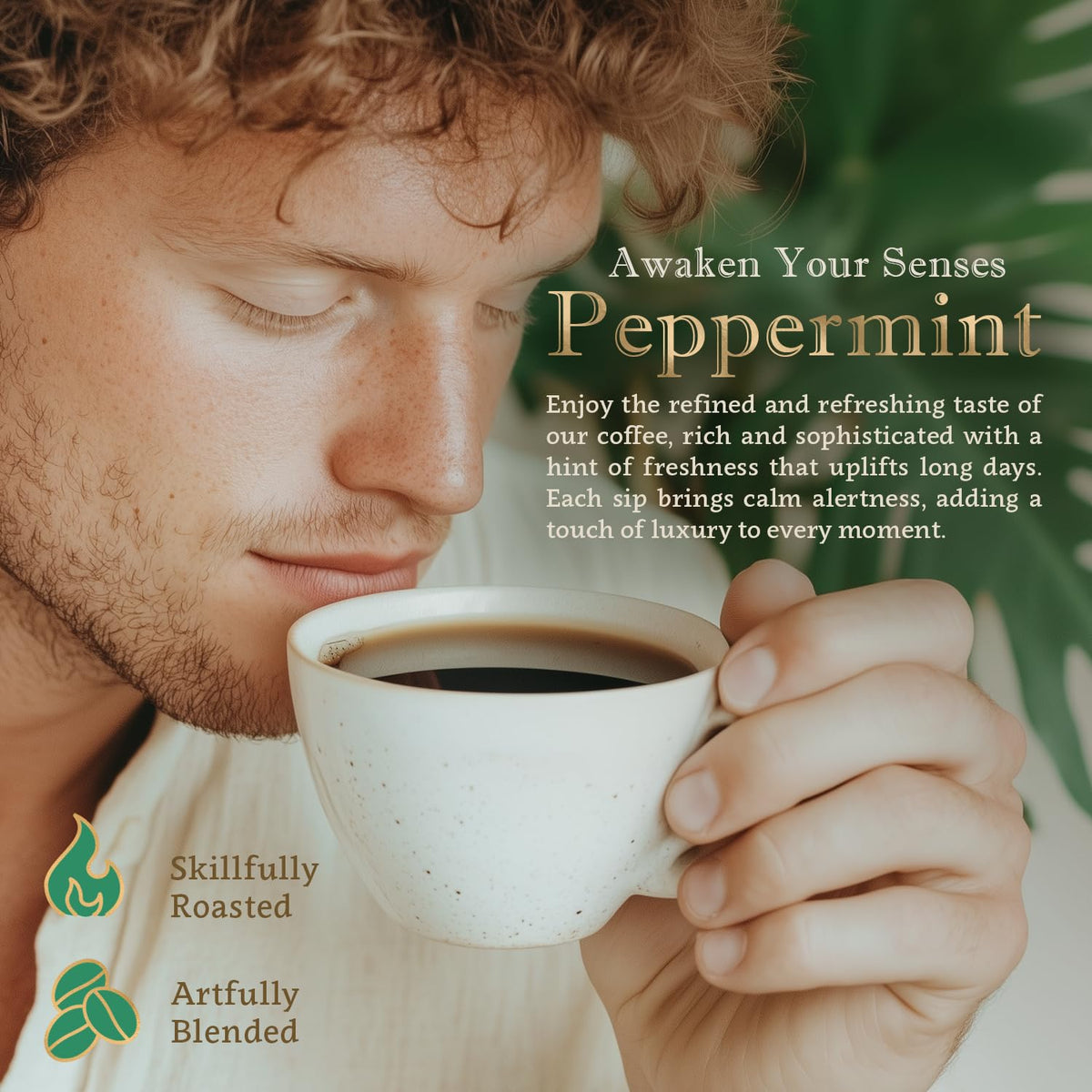 Peppermint Flavored Whole Bean Coffee - Organic, Single Origin, Naturally Flavored, Medium Roast, 100% Arabica, Refreshing And S