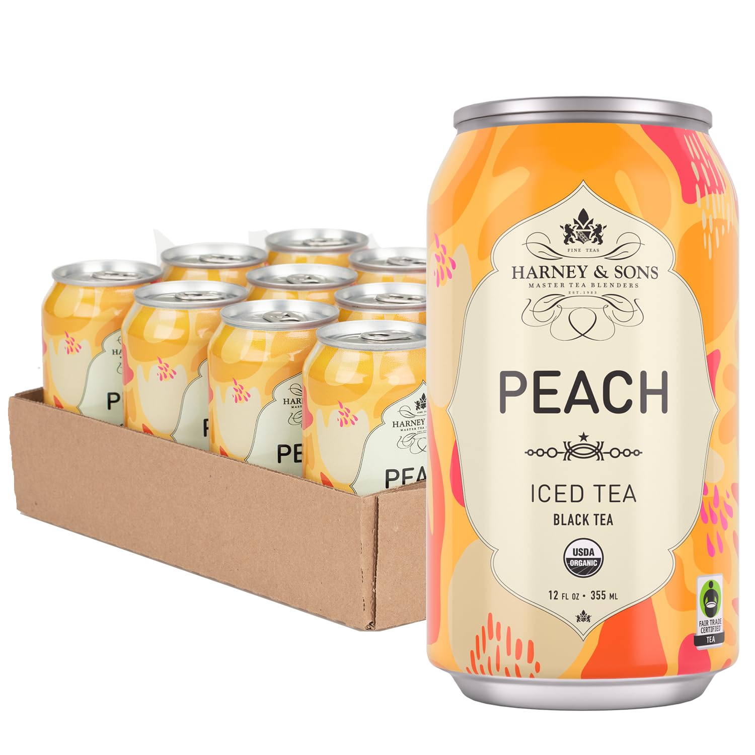 Harney & Sons Organic Peach Iced Tea  12 oz can (Pack of 12)