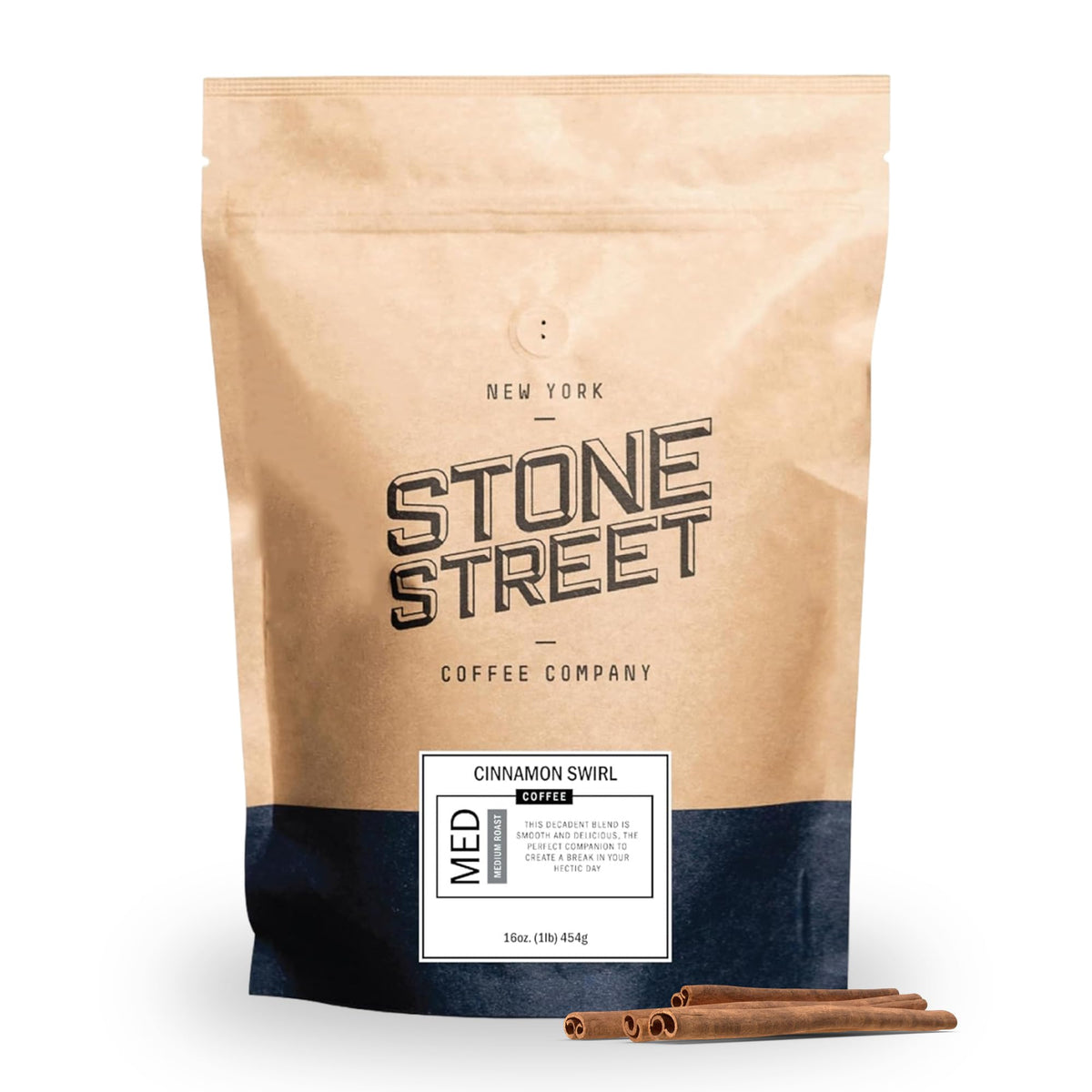 Stone Street Flavored Ground Coffee, Cinnamon Swirl, Medium Roast, 16 Ounce