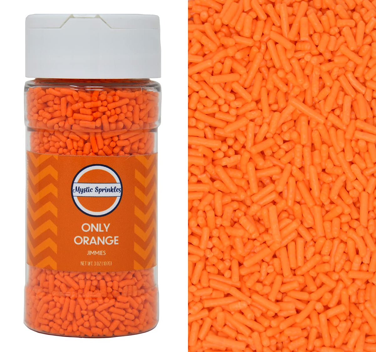 Mystic Sprinkles Solid Color Jimmy Sprinkles (Only Orange Jimmies 3Oz)