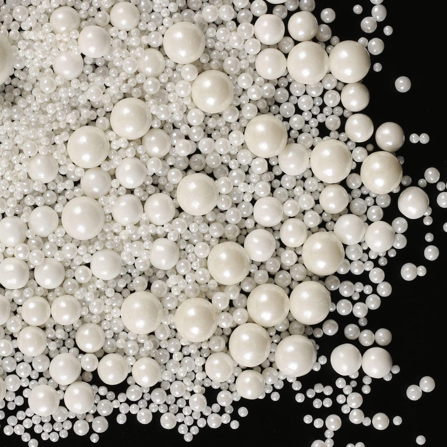 Kasvan White Pearl Sugar Sprinkles - Edible Candy Pearls 130G/4.58 Oz, Mix Size, Baking Cake Decorations, Ice Cream Toppings And