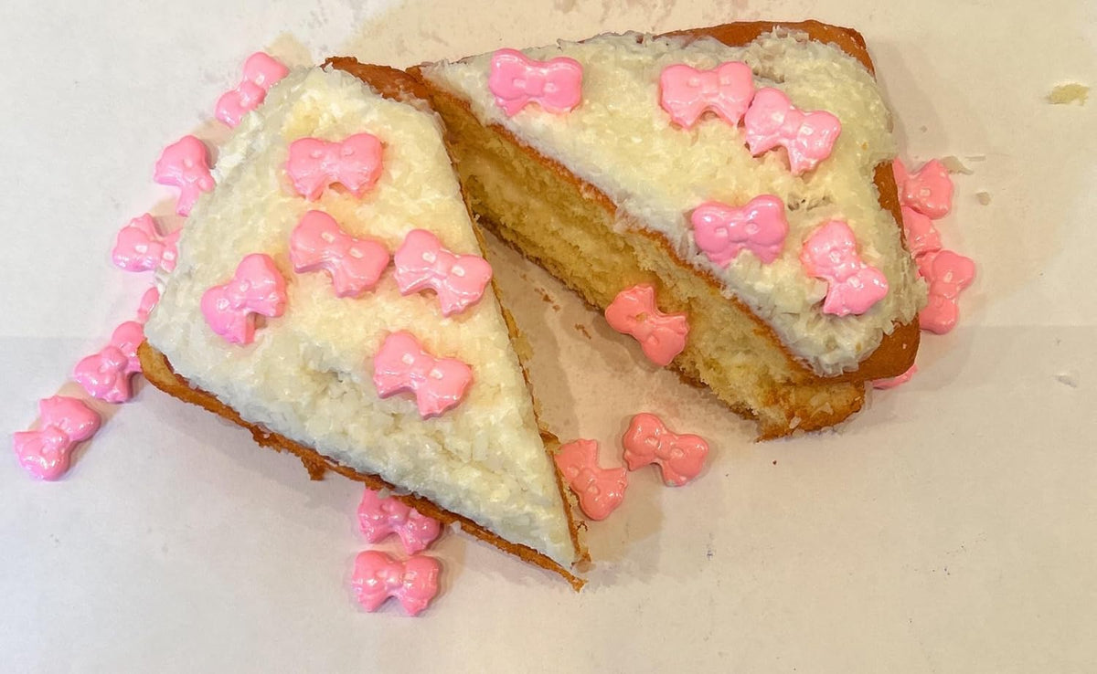 Edible Valentines Cake Decorations (Pink Bow) - Royal Sugar Icing Decorations - Valentine's Sprinkles for Baking